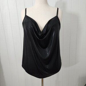 Torrid Liquid Shine Tank Top Black Size 1X Cowl Adjustable Straps Party Clubwear